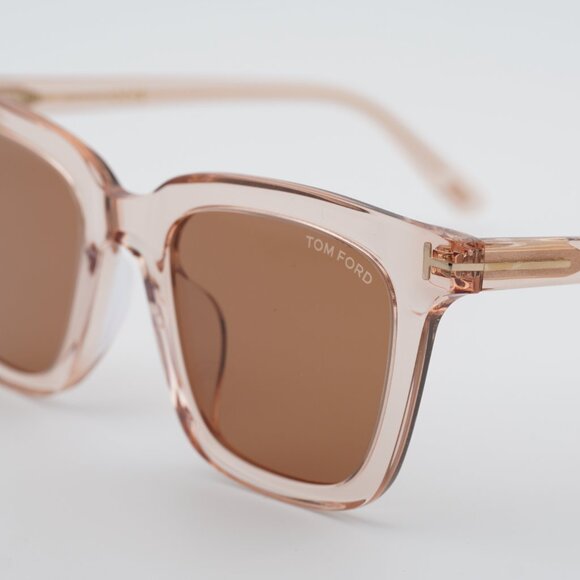 Tom Ford FT0970-K 72E Sunglasses Shiny Pink Square Frame, Brown Lenses main image 8
